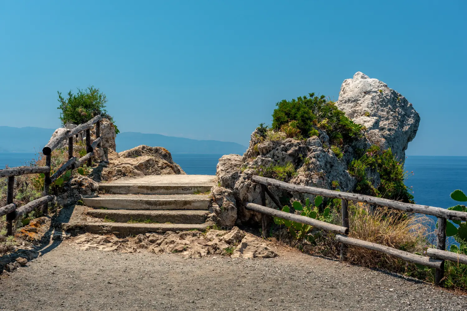 Ferry to Milazzo - Stairs to Capo Milazzo Beach.