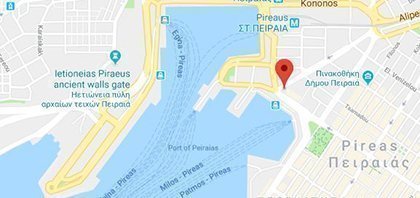 Map of Ferry Port of Piraeus in Attica Greece