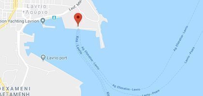 Map of Ferry Port of Lavrio in Attica Greece