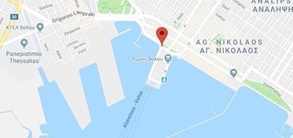 Map of Ferry Port of Volos in Greece