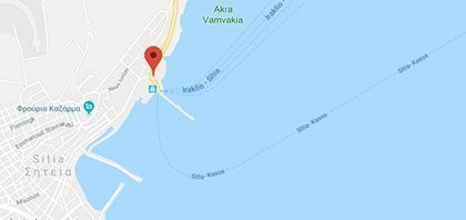 Map of Ferry Port of Sitia on Crete Island in Greece