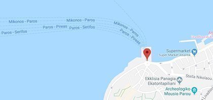 Map of Ferry Port of Paros on Cyclades Islands in Greece