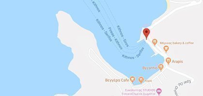 Map of Ferry Port of Kythnos on Cyclades Islands in Greece
