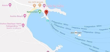 Map of Ferry Port of Folegandros on Cyclades Islands in Greece