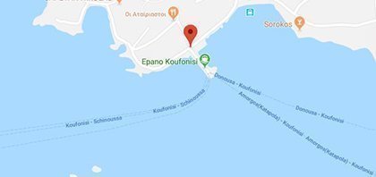 Map of Ferry Port of Koufonisia on Cyclades Islands in Greece