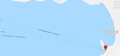Map of Ferry Port of Aegiali on Amorgos on Cyclades Islands in Greece