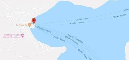 Map of Ferry Port of Chalki at Dodecanese Islands in Greece