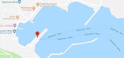 Map of Ferry Port of Kalymnos at Dodecanese Islands in Greece
