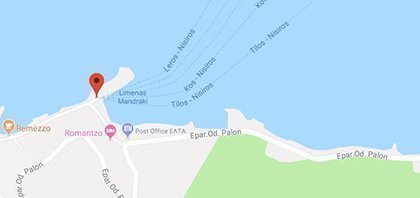 Map of Ferry Port of Nisyros at Dodecanese Islands in Greece