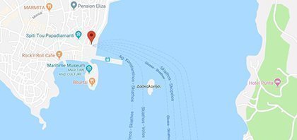 Map of Ferry Port of Skiathos at Sporades Islands in Greece