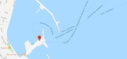 Map of Ferry Port of Zakynthos at Ionian Islands in Greece