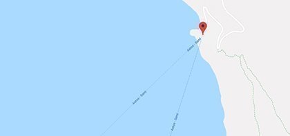 Map of Ferry Port of Pisaetos on Ithaca at Ionian Islands in Greece