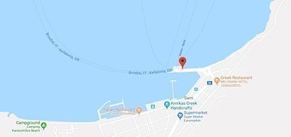Map of Ferry Port of Sami on Kefalonia at Ionian Islands in Greece