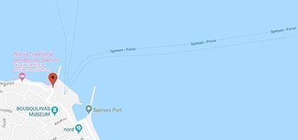 Map of Ferry Port of Spetses at Saronic Islands in Greece