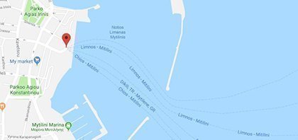 Map of Ferry Port of Lesvos at North Aegean Islands in Greece