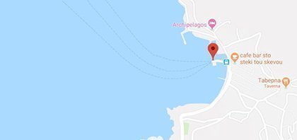 Map of Ferry Port of Fourni at North Aegean Islands in Greece