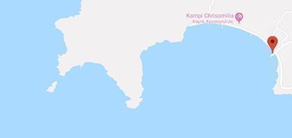Map of Ferry Port of Chrisomilea on Fourni at North Aegean Islands in Greece