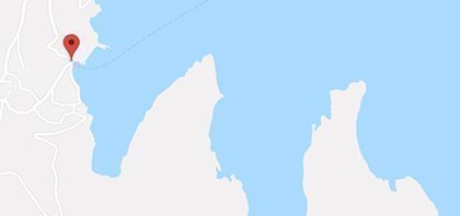 Map of Ferry Port of Thimaina on Fourni at North Aegean Islands in Greece