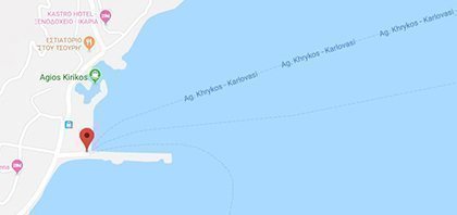 Map of Ferry Port of Agios Kirikos on Ikaria at North Aegean Islands in Greece
