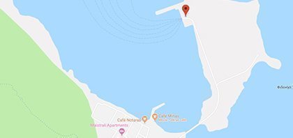 Map of Ferry Port of Kythira at South Aegean Islands in Greece
