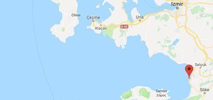 Map of Ferry Port of Kusadasi in Turkey