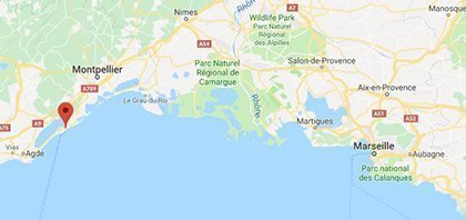 Map of Ferry Port of Sete in France