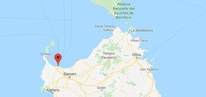 Map of Ferry Port of Porto Torres on Sardinia Island in Italy