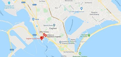 Map of Ferry Port of Cagliari in Italy