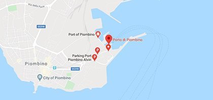 Map of Ferry Port of Piombino in Italy