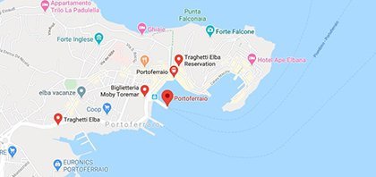 Map of Ferry Port of Portoferraio in Italy