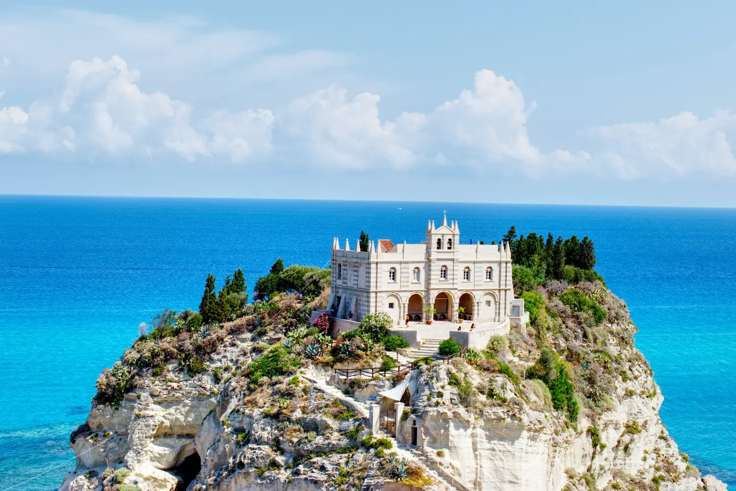 Ferry to Vibo Valentia - View of Santuario di Santa Maria dell'Isola di Tropea