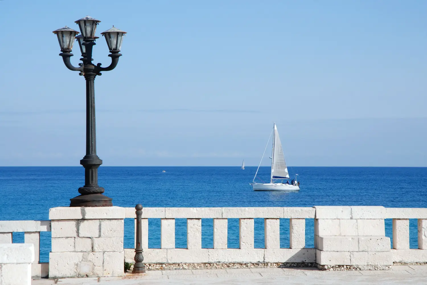 Ferry to Otranto - Square on the adriatic sea in otranto city tip to the easternmost tip of Italy, Puglia, South East Italy.