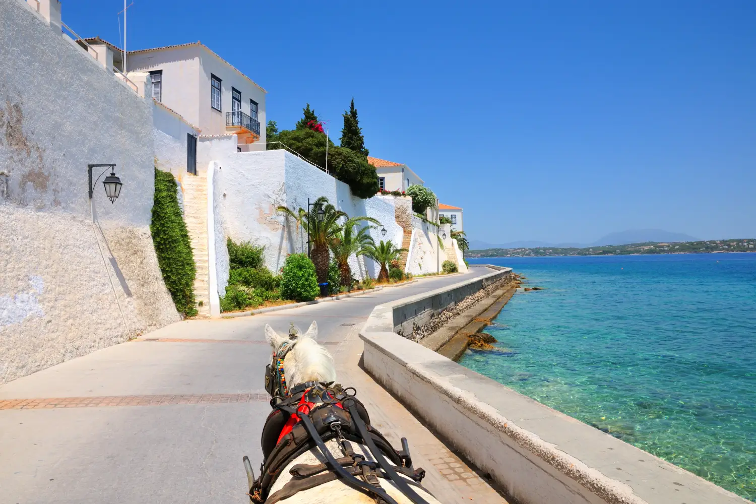 Ferry to Spetses - Spetses island in Greece. Carriage.