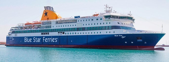 The ferry ship Blue Star Patmos belongs to the conventional vessel type