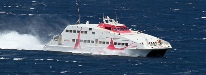 The ferry ship Seajet 2 is a catamaran that belongs to the high speed vessel type