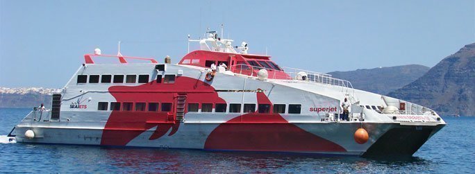 The ferry ship Superjet is a catamaran that belongs to the high speed vessel type