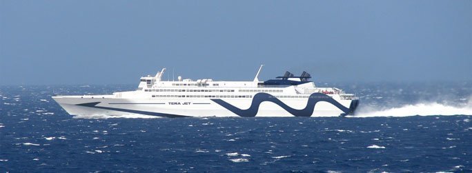 The ferry ship Tera Jet is a mono hull that belongs to the high speed vessel type
