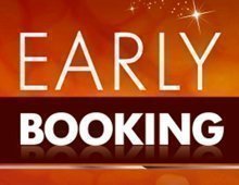 Early booking discount logo.