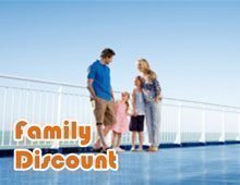 Family of four on the deck of a ferry ship.