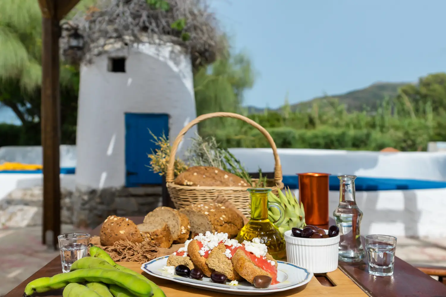 Ferry to Crete - Cretan diet food.