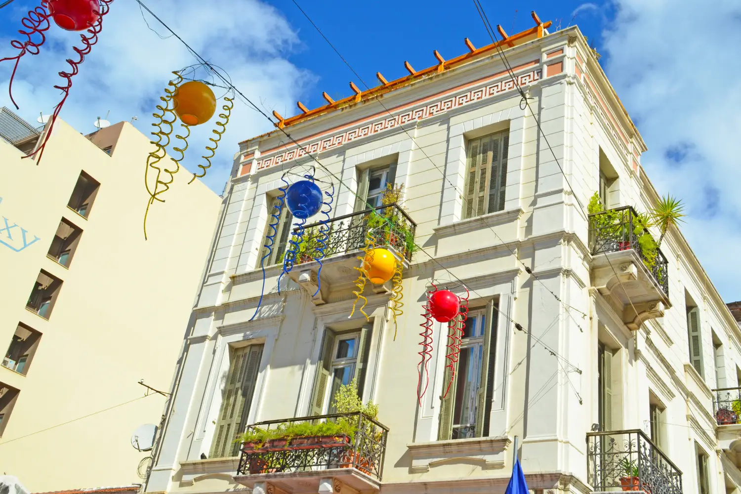 Ferry to Patras - building in Patra Greece - carnival season.