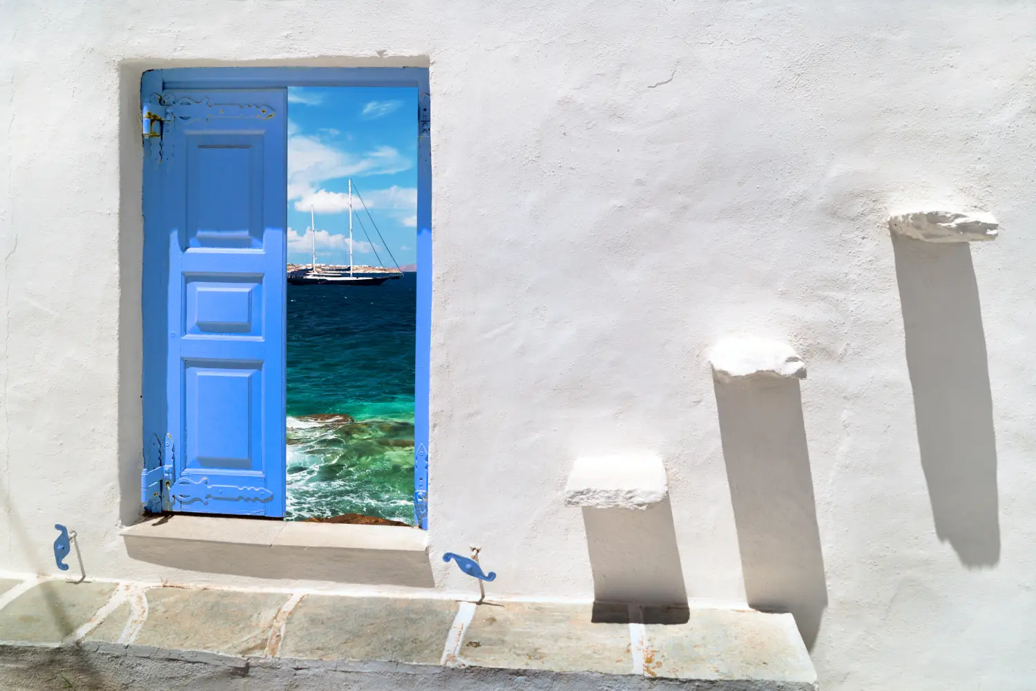 Ferry to Sifnos - Traditional greek house on Sifnos island, Greece.