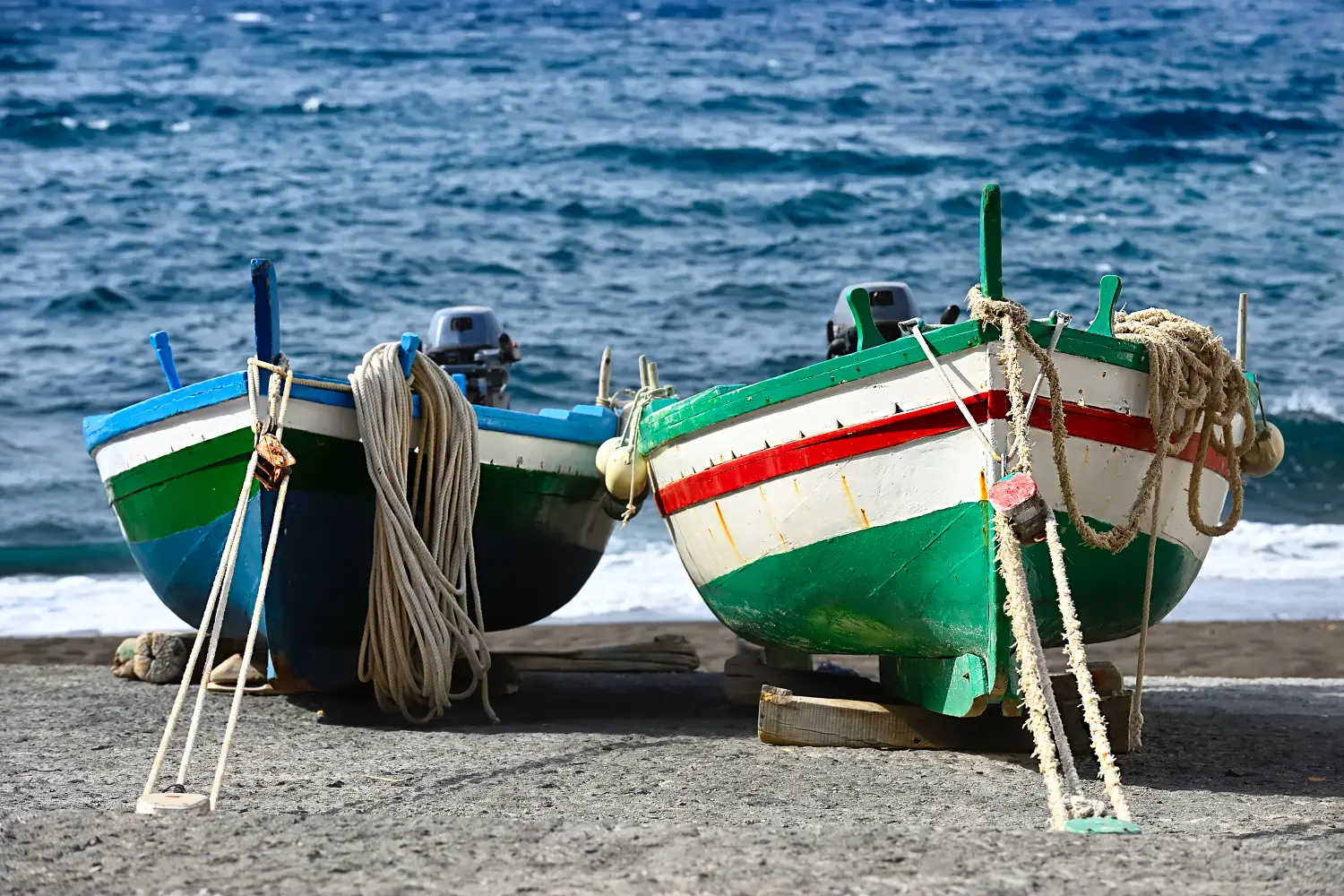 Ferry to Salina - The fishing village of Rinella on the south coast of the island of Salina in the Aeolian archipelago. Sicily, Italy.