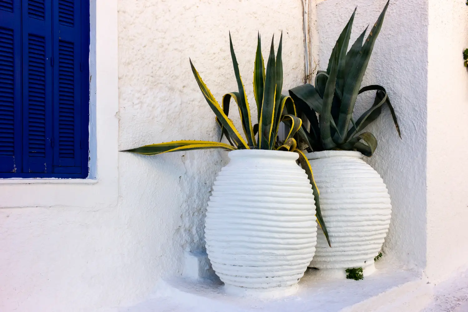 Ferry to Ermioni - Two white colored clay cubes on an small alley.