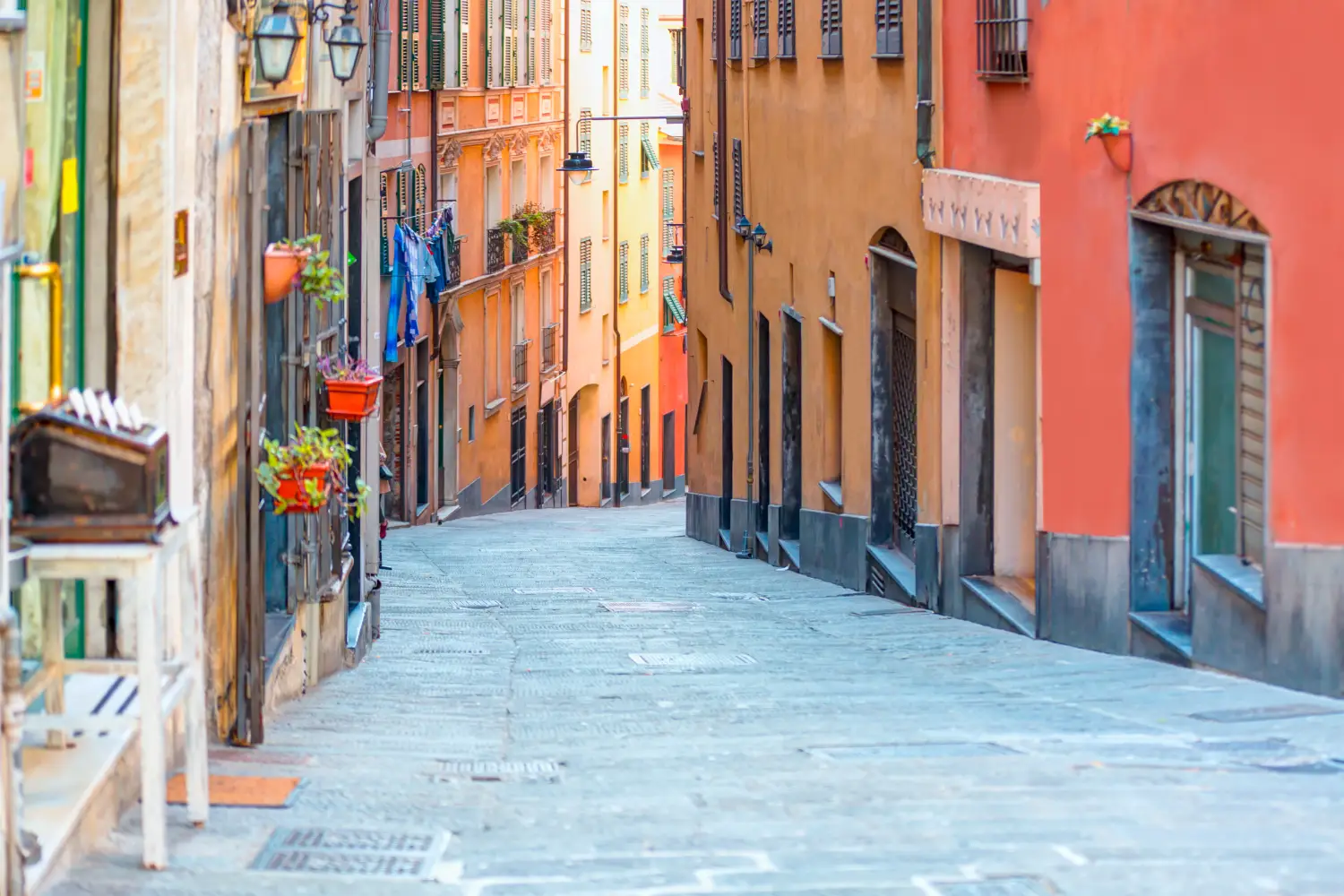 Ferry to Genoa - The high narrow house and Genoa is a historical port of city in northern Italy.