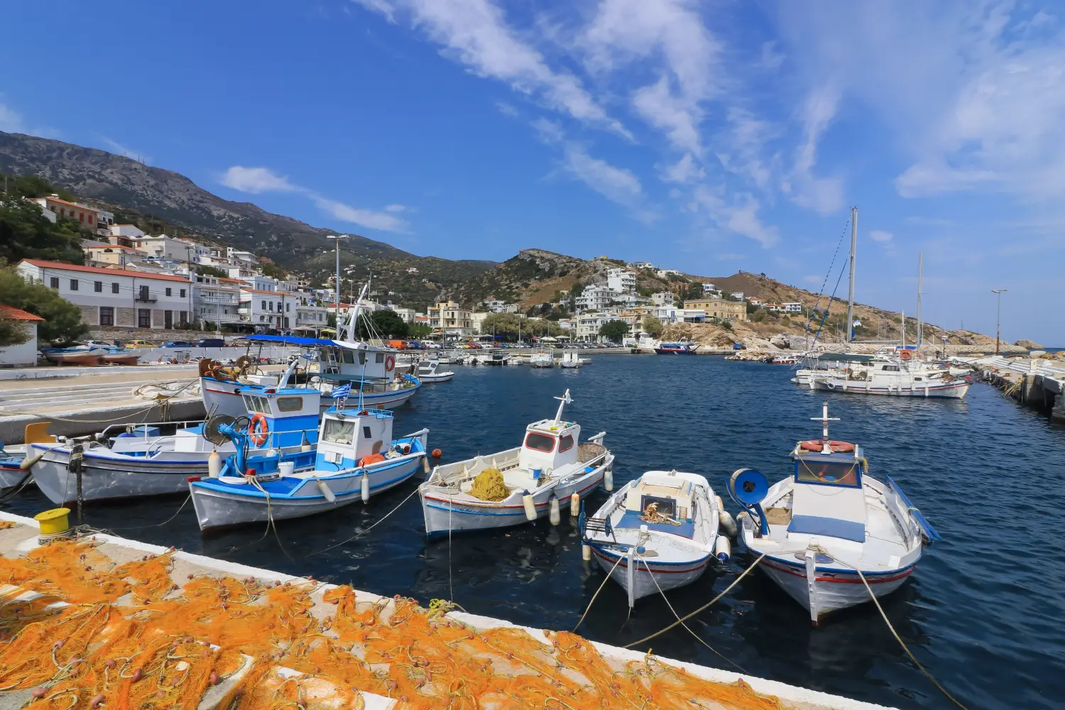 Ferry to Agios Kirikos Ikaria - Fishermen boats at the port.