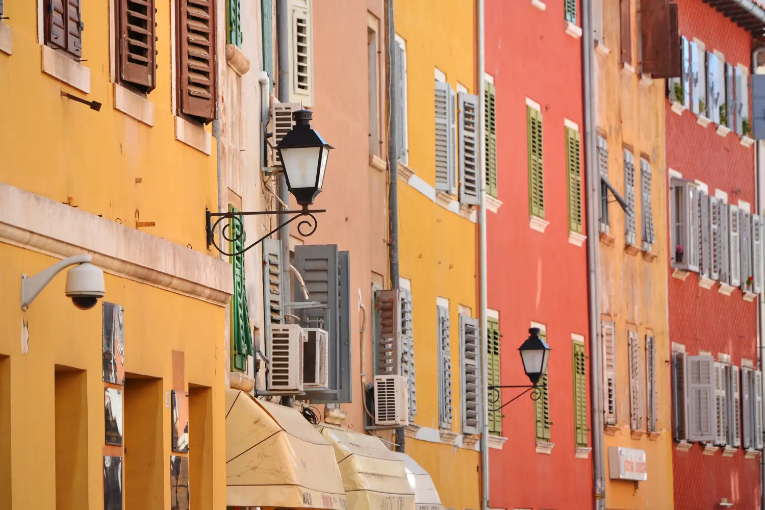 Ferry to Rovinj - Traditional old town architecture of Rovinj, Croatia. Istria touristic attraction.