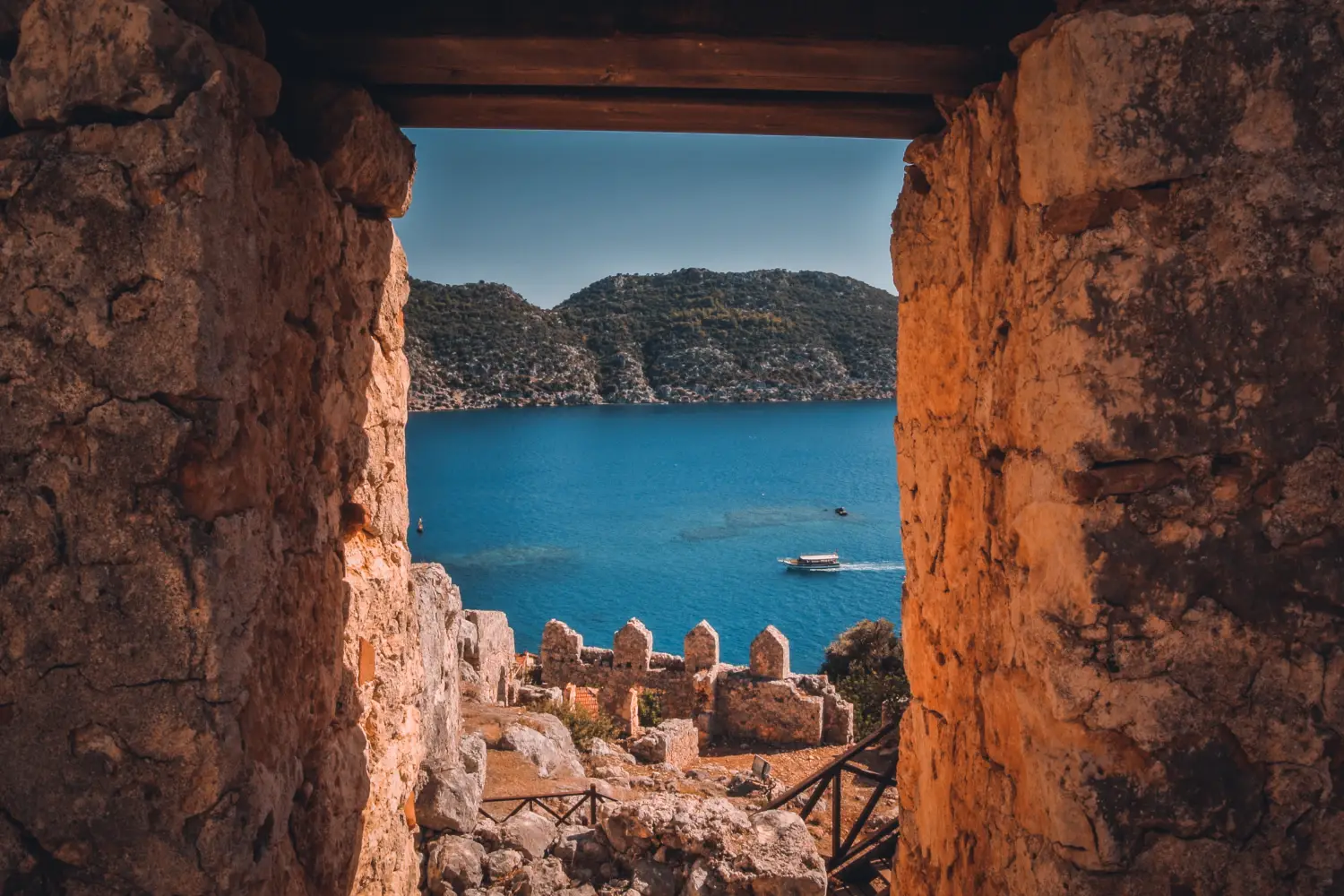 Ferry to Fethiye - Beautiful lookout over the water and mountainous landscape of Turkey.