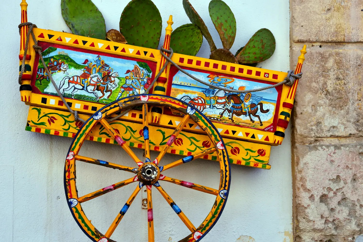 Ferry to Procida - reproduction of a sicilian cart made by an anonymous artist. Sicily Italy.